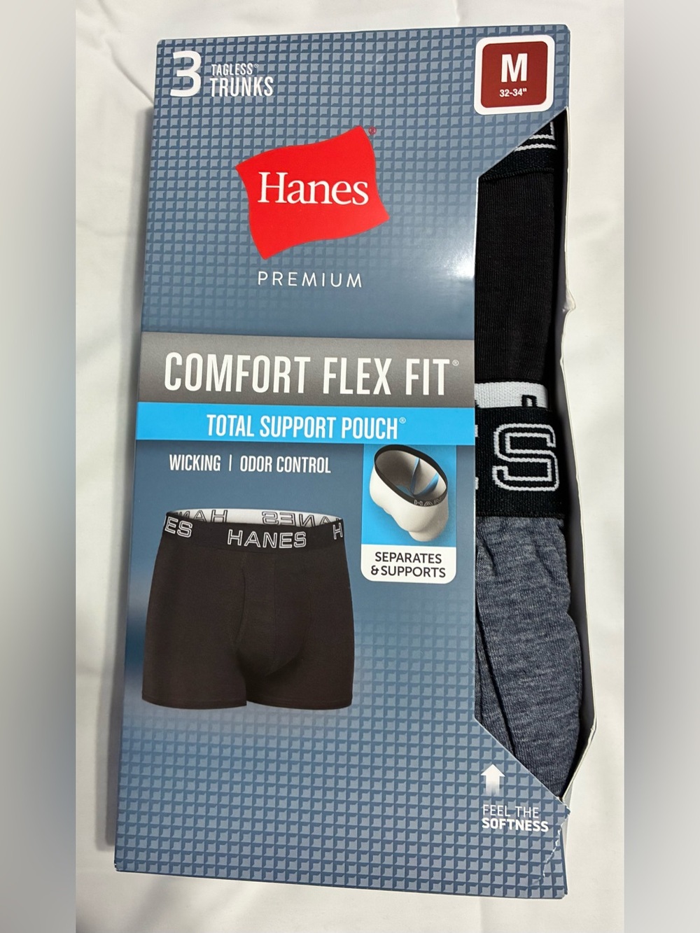 Hanes Premium Comfort Flex Fit Trunks – 3 Pack – Size M – New/Sealed